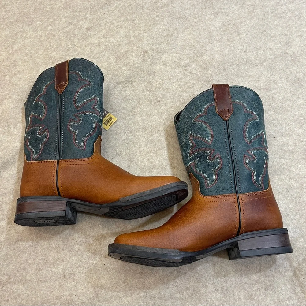 Roper Square Toe Brown Leather Upper Big Boys Western Cowboy Boots New